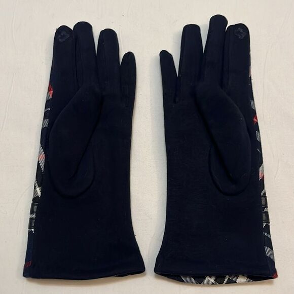 Heritage of Scotland Buckle Tartan Plaid Navy Tech Gloves Women OS NWOT Twee - Picture 3 of 6
